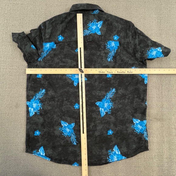 Hurley Shirt Adult Extra Large Black Button Up Blue Floral Casual Outdoor Men - Picture 10 of 12